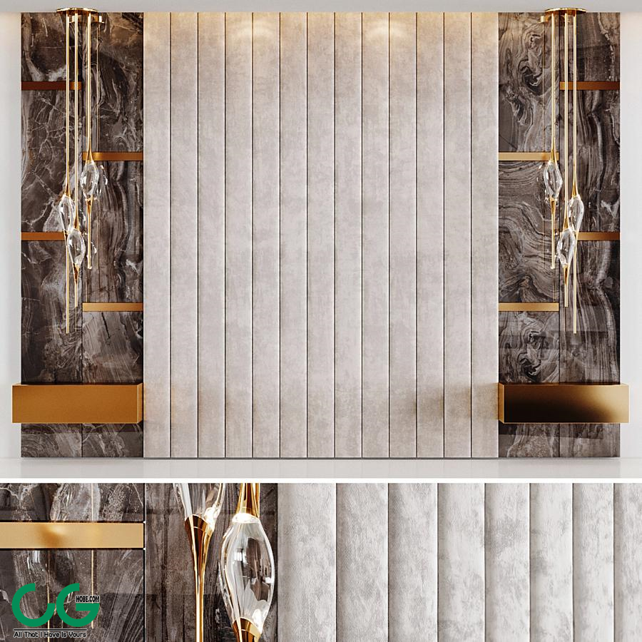 Headboard Rex Marble Brown and Beige Fabric Panels